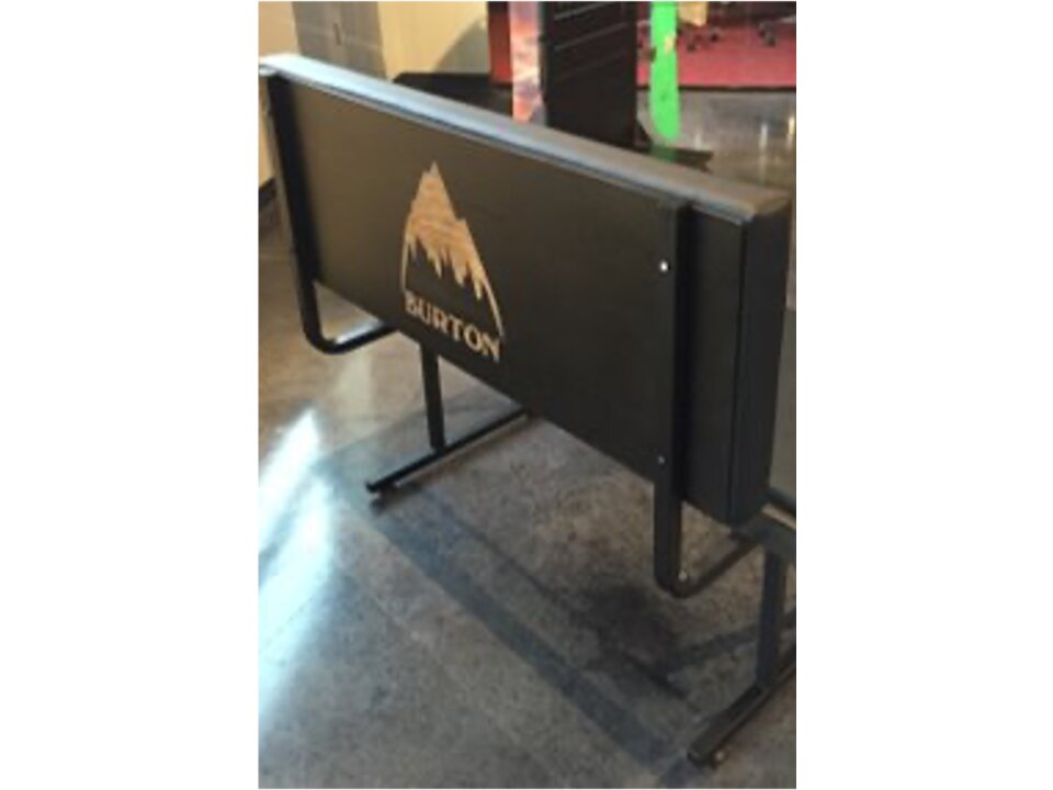 Burton branded retail queue barrier fixture