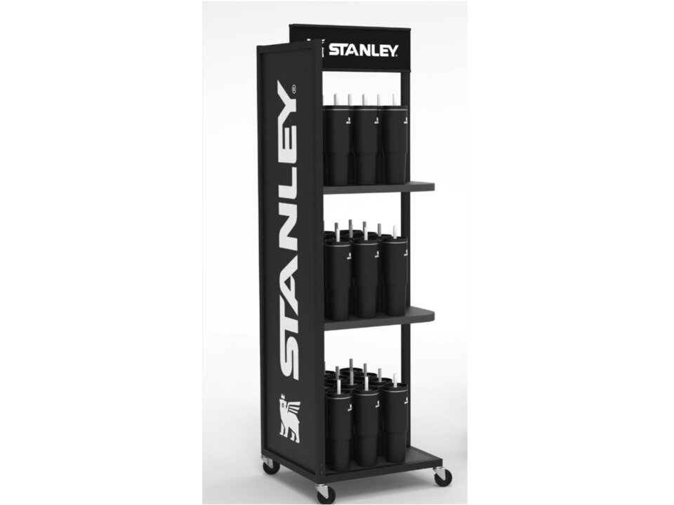 Stanley tumbler tiered retail merchandising cart