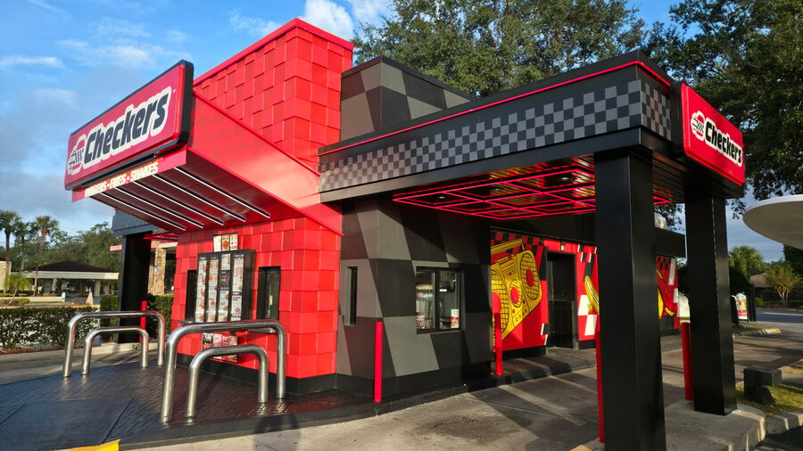 Checkers drive-thru restaurant exterior rebrand