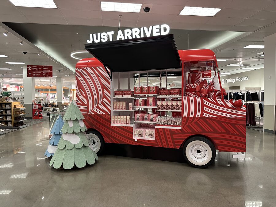 Target holiday Just Arrived in-store pop-up truck